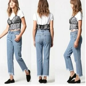 Hidden Tracey High‎ Rise Frayed Hem Straight Crop Jeans